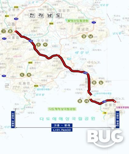 고흥군, 고흥~봉래 국도15호선 확장사업 추진 빨라진다 - 고흥~봉래 국도15호선 확장사업 위치도