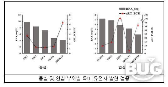 한우 고기 부위별 전사체 분석 결과